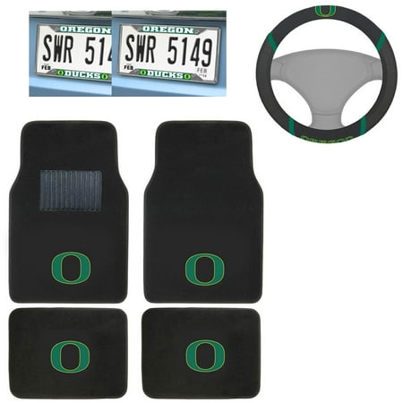 - Oregon Ducks 4 Carpet Floor Mats And 2 Chrome Metal License Plate Frames With Wheel Cover