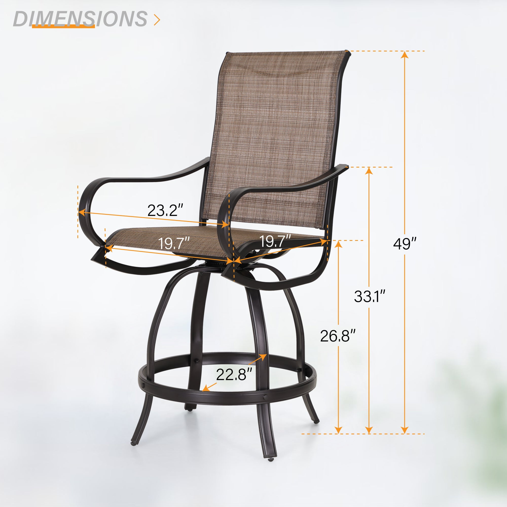 Sophia & William 2 Piece Outdoor Swivel Bar Stools Height Patio Chairs