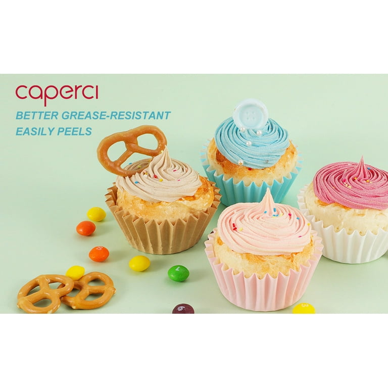 Caperci Heavy-Duty Natural Cupcake Liners 200 Count Grease