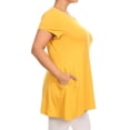 thumbnail image 2 of Women's Plus Size Loose Fit Short Sleeves Side Pockets Solid Tunic Top, 2 of 5