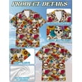 thumbnail image 5 of Netecom Floral Skull Day Of The Dead Hawaiian Shirt for Men, Tropical Button Down Summer Beach Short Sleeve Shirts, S-5XL, 5 of 6