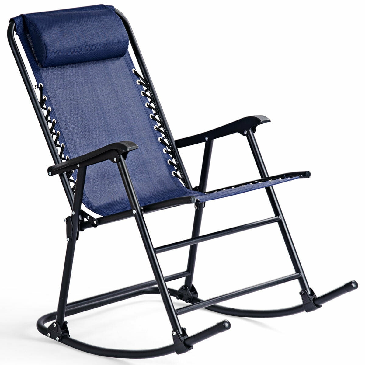 Portable Rocking Chair Recliner Headrest Patio Pool Yard Outdoor Furniture Seat 