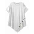 thumbnail image 4 of Yourumao Women's Plus Size Tops Asymmetrical Hem Short Sleeve Tunics with Button V Neck Loose Casual Blouses for Summer Outdoor, 4 of 6
