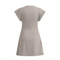 thumbnail image 4 of 2025 Women's Slim Solid Pleated Dress - V Neck, Short Sleeve, Mini Length with Ribbed Seamless Design, 4 of 4