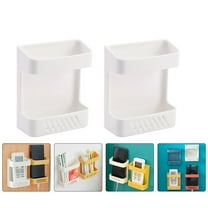 Omeite Household Punch-free Wall-mounted Remote Control Storage Box Multi-function Tool Rack 3pcs (White)