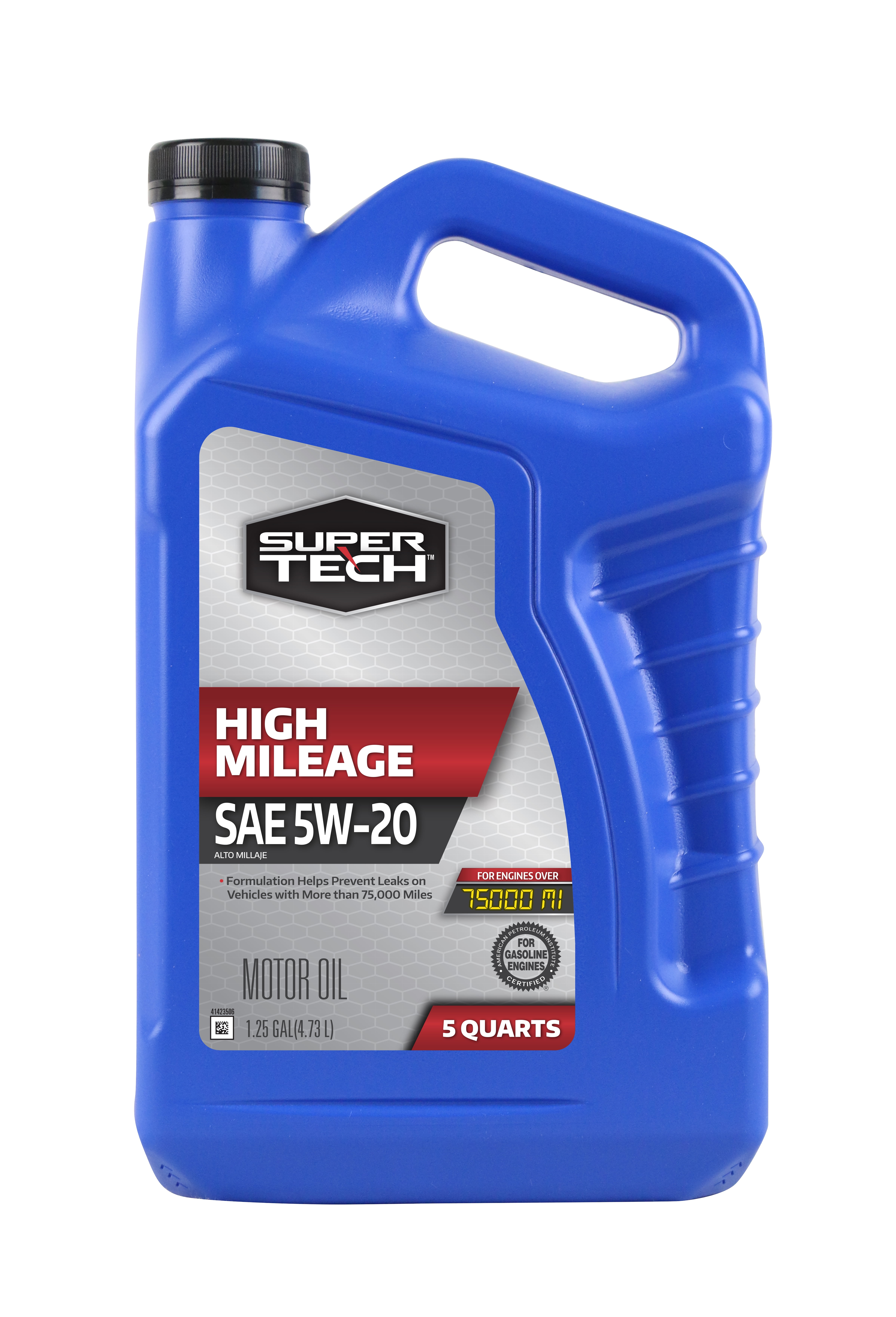 Super Tech High Mileage SAE 5W20 Motor Oil, 5 Quarts