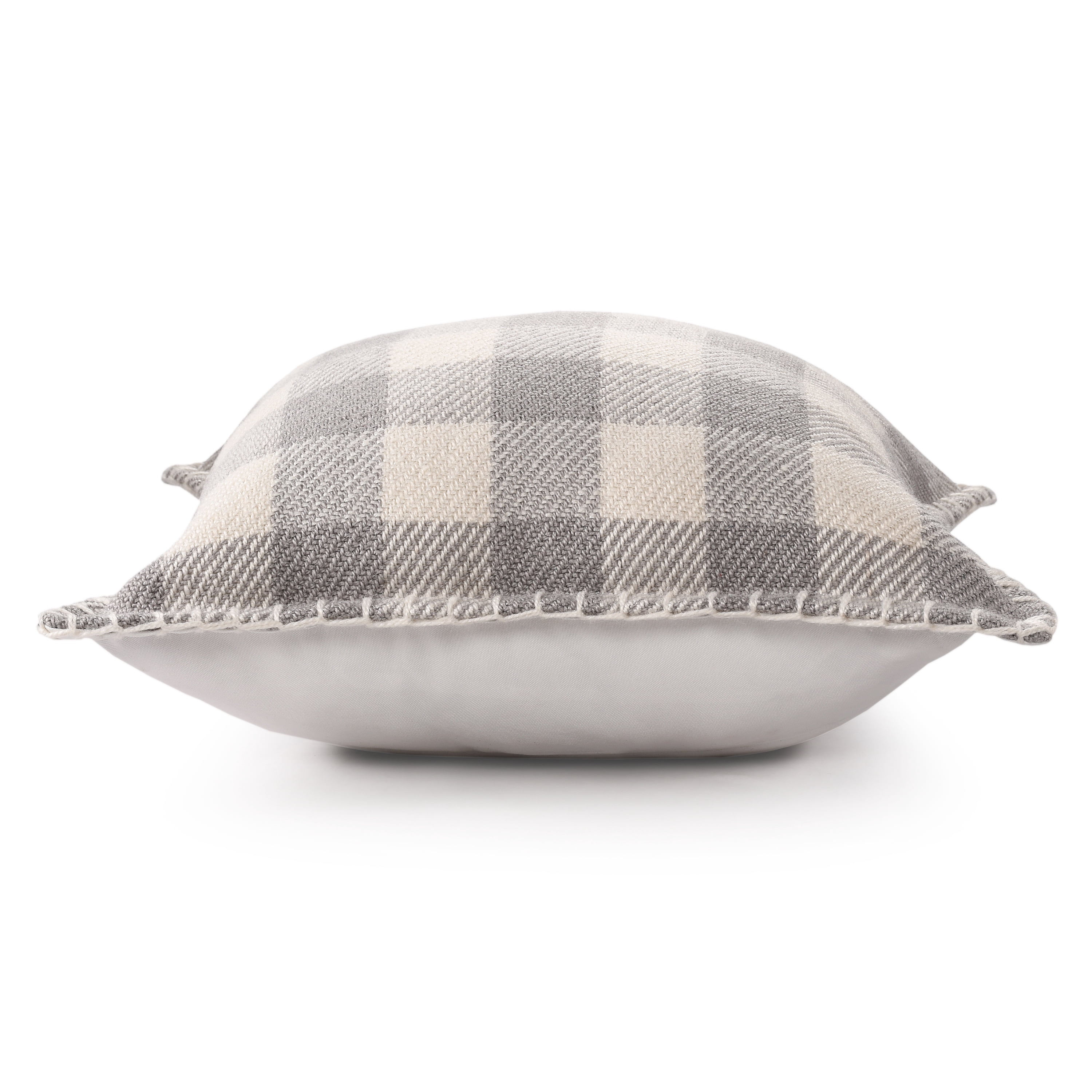 Harlow Hill Eva 20" x 20" Light Gray/Ivory Plaid Performance Adult Decorative Throw Pillow Cover