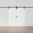 thumbnail image 2 of 72''x84'' Double White Primed Paintable Sliding Barn Door – Solid Manufactured Wood, Closet & Pantry Interior Door with Complete Installation Hardware Kit, 2 of 7