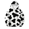 thumbnail image 3 of CINVREST Teen Girls Cow Print Hoodie Faashion Long Sleeve Hooded Pullover Top Warm Casual Oversized Hoodie With Pocket (13 Years, Black-03), 3 of 7