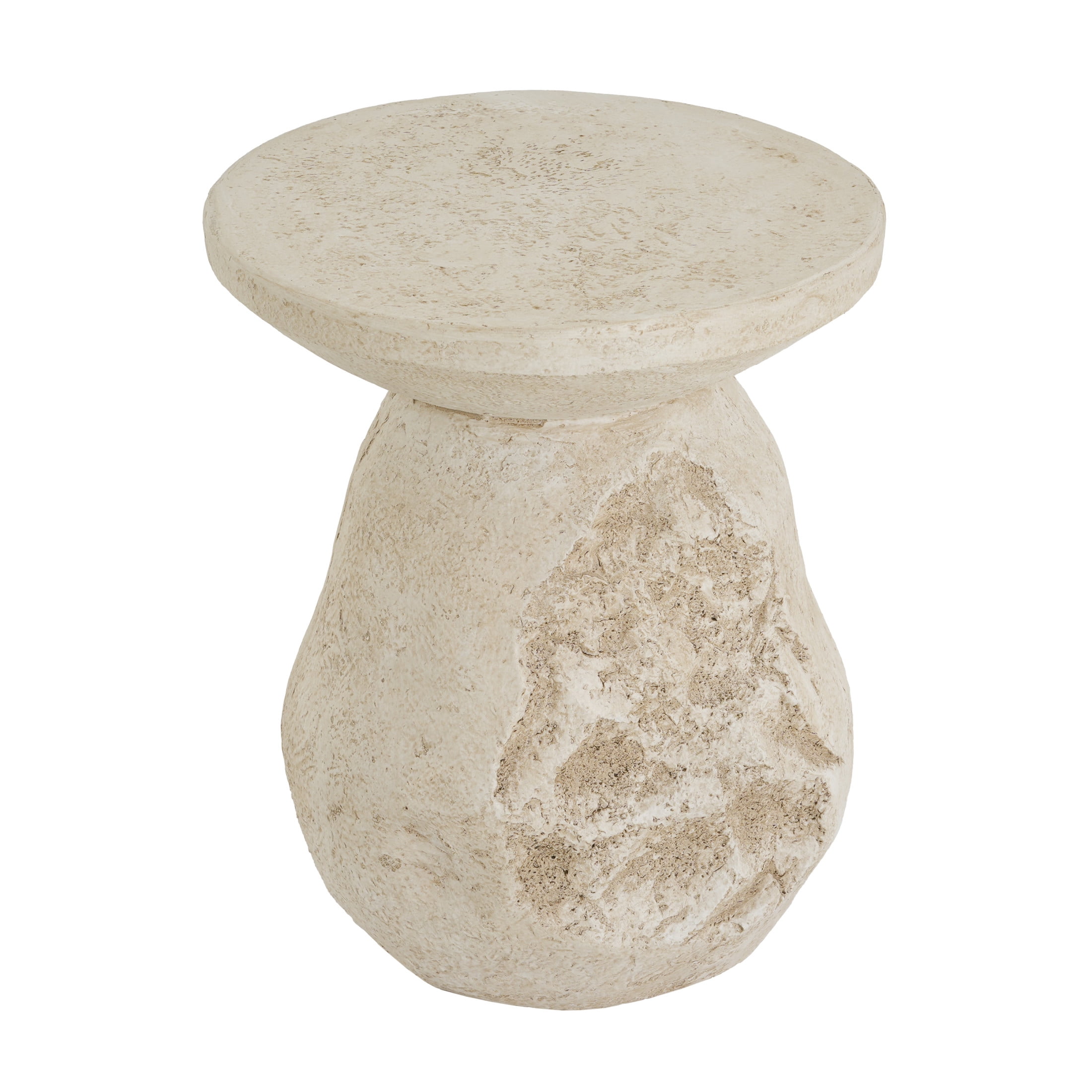 Christopher Knight Home Outdoor Indoor MGO Side Table, Sculptural Pear-Shaped, Beige Finish