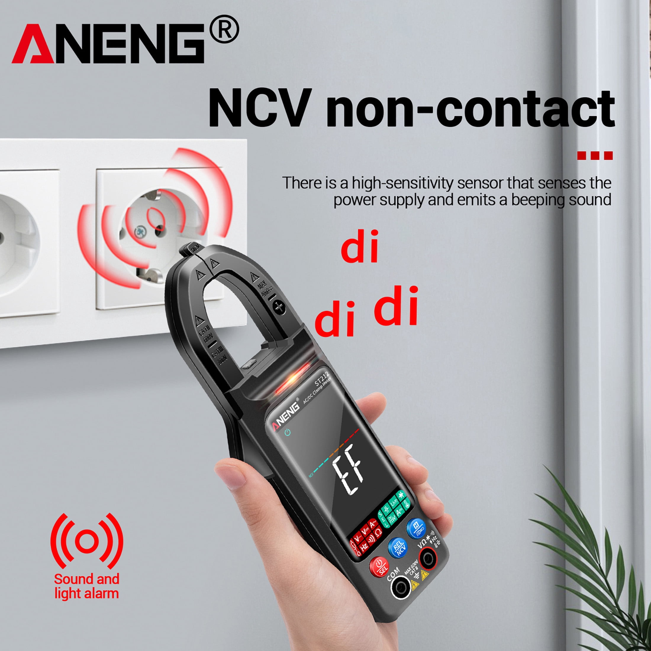 Aneng ST212 Intelligent Digital Clamp Multimeter, 400A AC/DC Voltage Current Meter with NCV & Resistance Test