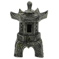 HEMOTON Dark Grey Resin Pagoda Statue for Decorative Kiosk and Zen Inch
