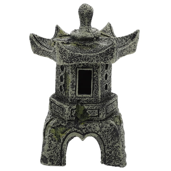 HEMOTON Dark Grey Resin Pagoda Statue for Decorative Kiosk and Zen Inch