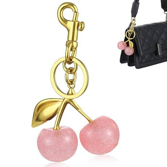 Topboutique Cherry Keychain Cherry Bag Charm Keychains for Women Cute Purse Handbag Accessories Charms with Keychain and Clip for Gifts,Gold