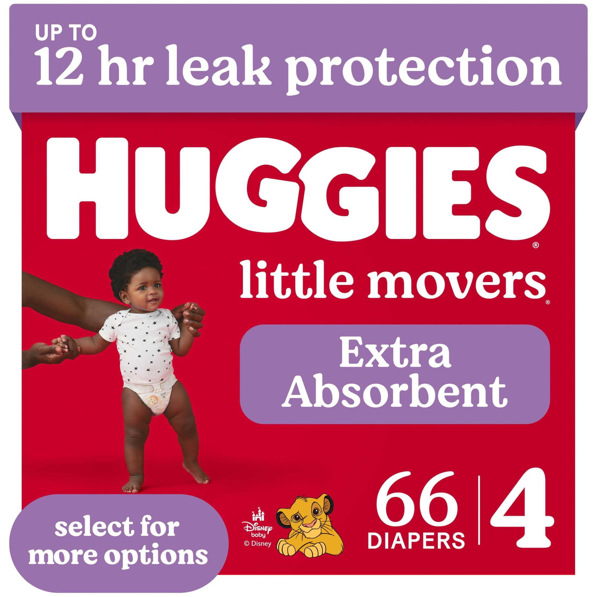 Huggies Little Movers Baby Diapers, Size 4 (22-37 lbs), 66 Count (Select for More)