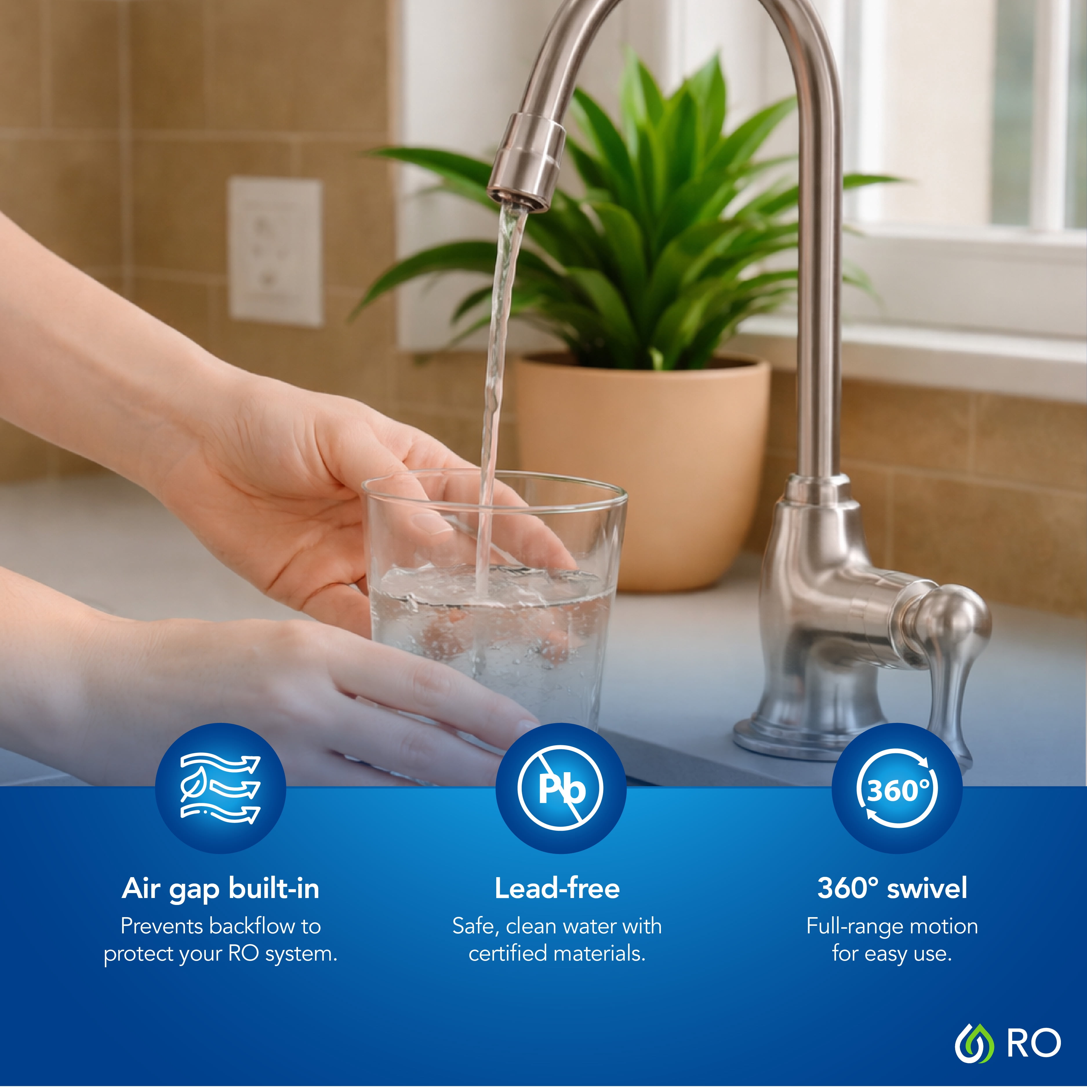 Kind Water 6-Stage Reverse Osmosis Drinking Water System with Brushed Nickel Faucet
