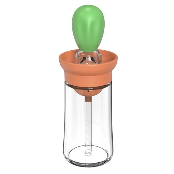 Dispensador de aceite con cepillo, botella de aceite de vidrio 2 en 1 con cepillo, dispensador de aceite para cocina, hornear, barbacoa, pastelería, sartén, freidora, cocinar y asar