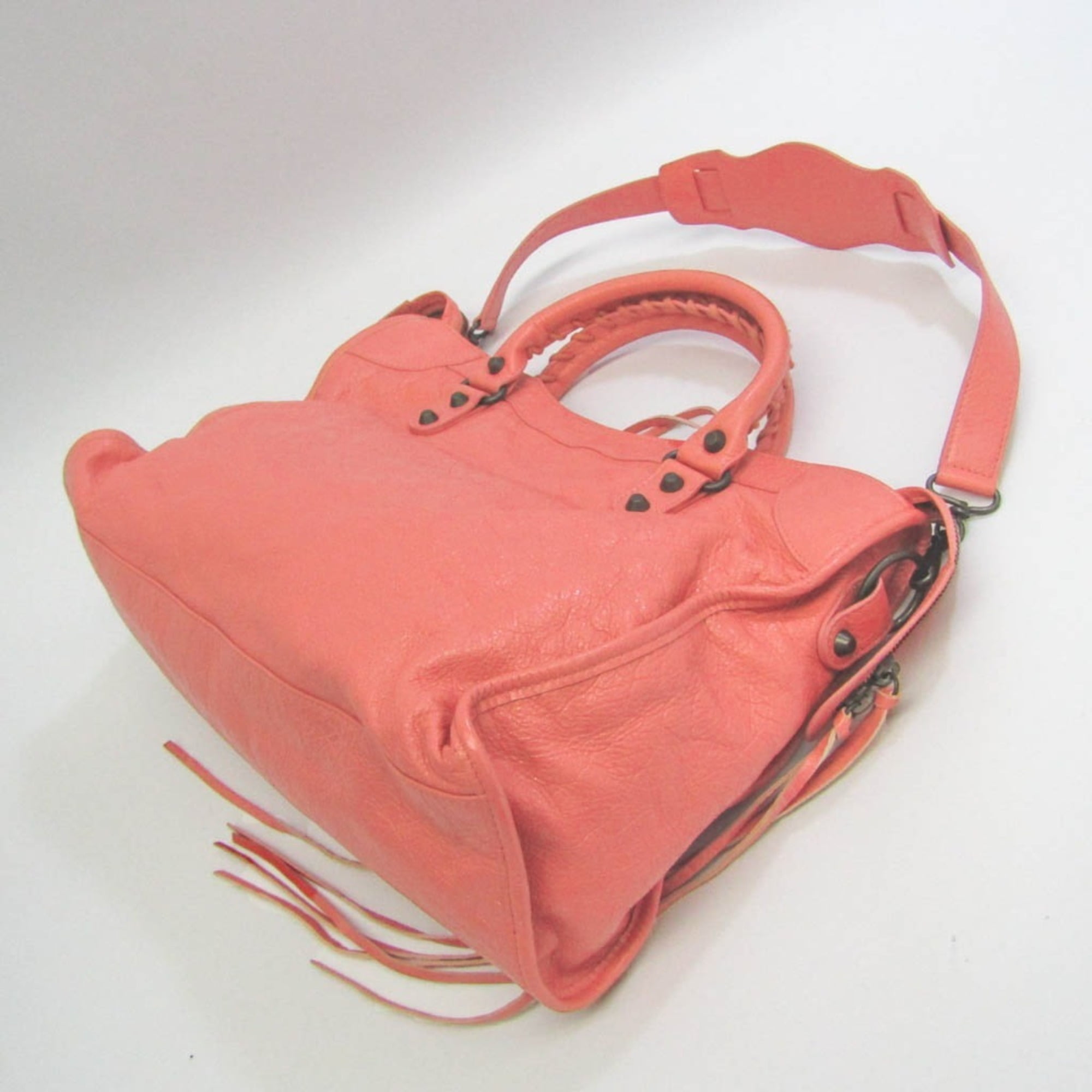 Authenticated used Balenciaga City 115748 Women's Leather Handbag,Shoulder Bag Light Pink, Adult Unisex, Size: (HxWxD): 23cm x 38cm x 14cm / 9.05'' x