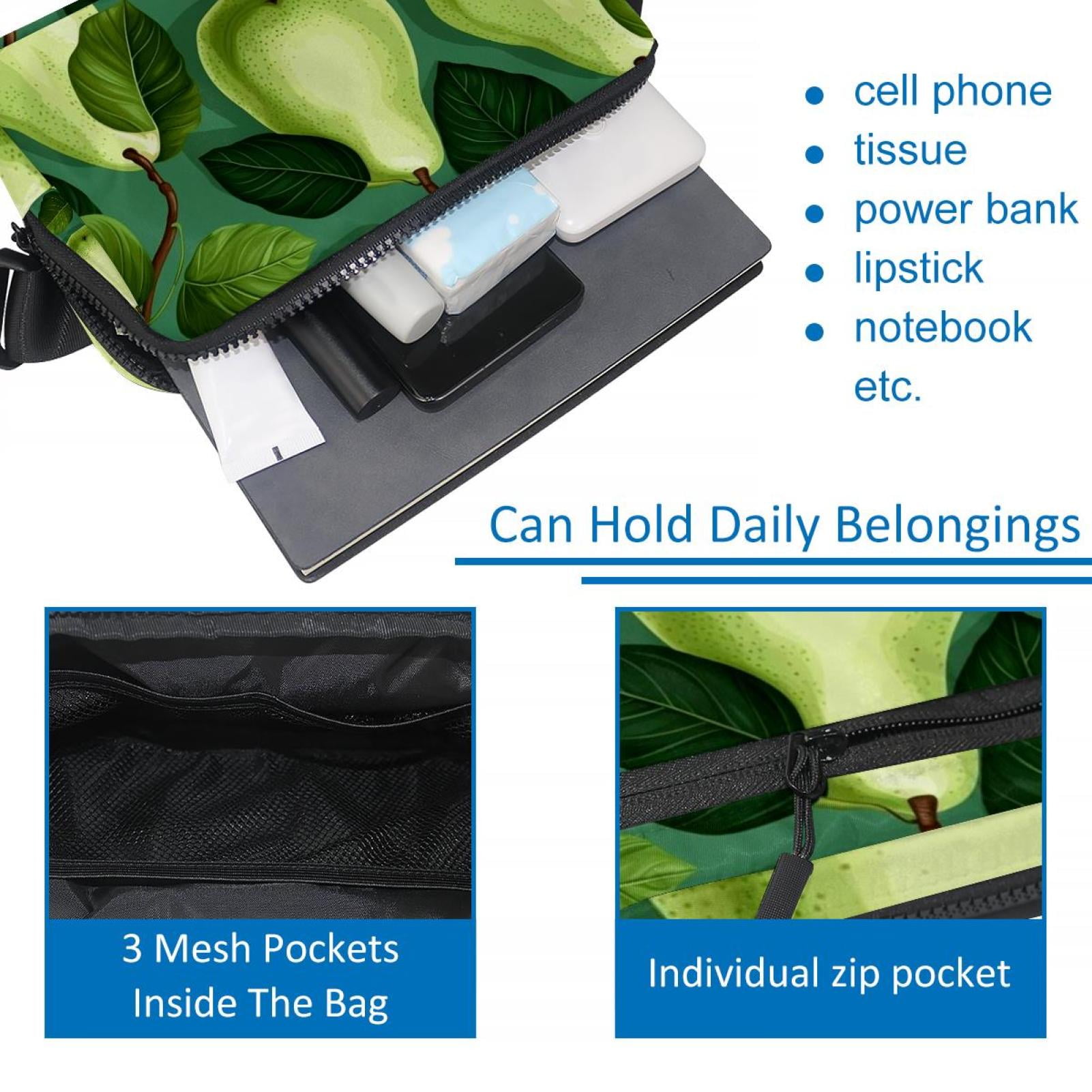 Pears Lightweight Adjustable Cross Body Bag with Extension Strap, Unisex Waist Packs Money Belt Fanny Packs