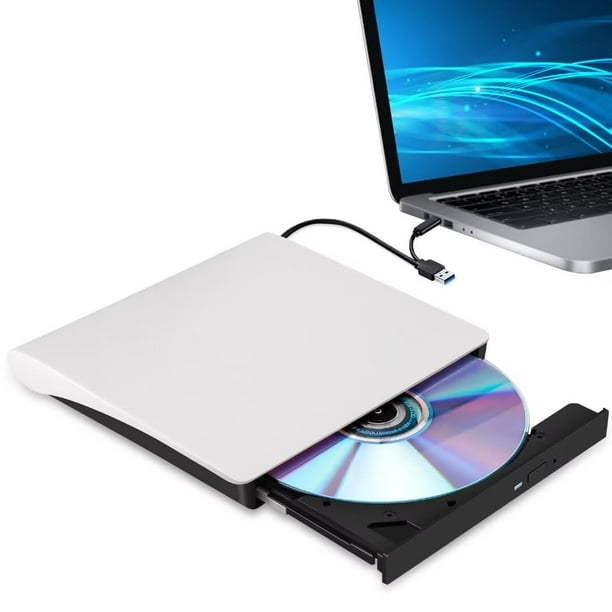 Hcsunfly Unidad externa de CD/DVD para computadora portátil, reproductor de CD/DVD tipo C USB 3.0 Lector de grabadora portátil compatible con Mac MacBook Pro/Air iMac Desktop Windows 7/8/10/XP/Vista (