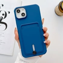 Mantto Phone Case for iPhone 13 with Card Holder Soft Liquid Silicone Credit Card Slot Holder Shockproof Anti-Scratch TPU Rubber Protective Wallet Slim Cover for Women Men, Darkblue