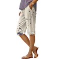 thumbnail image 1 of Bermudas DMOYALA de lino con estampado floral para mujer 5XL, 1 of 2