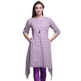 thumbnail image 1 of Bimba Purple Artistic Floral Women Kurtas Ethnic Printed Asymmetric Summer Wear Tops For Women Medium, 1 of 6