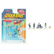 "Weekend Warriors" 6 piece Diecast Figure Set (4 Figures 1 Dog 1 Bicycle) Limited Edition to 2400 pieces Worldwide for 1/64 Scale Models by American Diorama