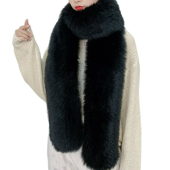 RUISINERY Luxurious Faux Furs Scarf Collar Long Neckerchief Shawl Wrap for Women Winter Warmth Evening Party Fuzzy Stoles Shrug