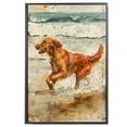 thumbnail image 2 of Funny Dog on Beach Canvas Wall Art, Irish Setter Dog Picture Ocean Artwork for Bathroom Bedroom Living Room, Art Decor 8x12 Inches, 2 of 6