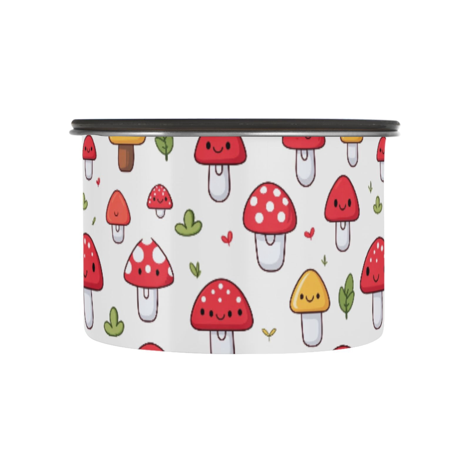 Cute Mushrooms Airtight Coffee Bean Canister 30oz Food Storage Containers with Lids For Gournd, Tea, Sugar, Flour, Rice, Cereal, Candy Cookie Jar