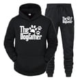 thumbnail image 2 of Sudadera con capucha y pantalón de manga larga con estampado divertido de pata de perro para hombre, conjunto de 2 piezas para amantes de los perros "The Dogfather", 2 of 5