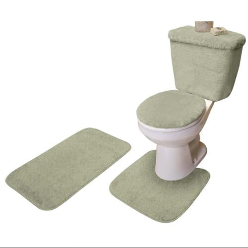 5 Piece Bath Rug Contour Lid Tank Cover Set Peridot Green Com - Bathroom Rug Set With Toilet Seat Cover