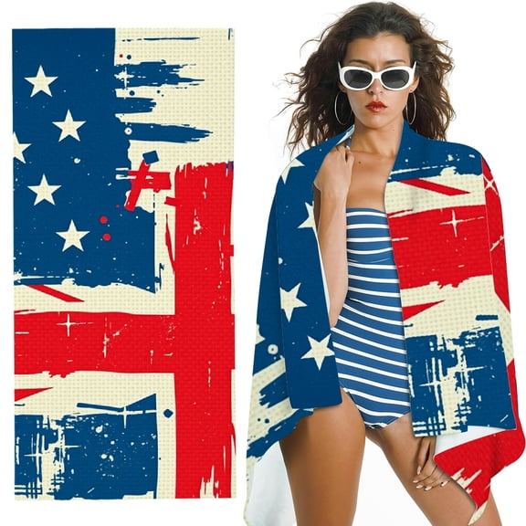 RKSupls UK US Flag Microfiber Beach Towel, Extra Large Quick Dry Lightweight Absorbent Towel for Travel Swimming Camping, Soft Super Absorbent- 30x60 in
