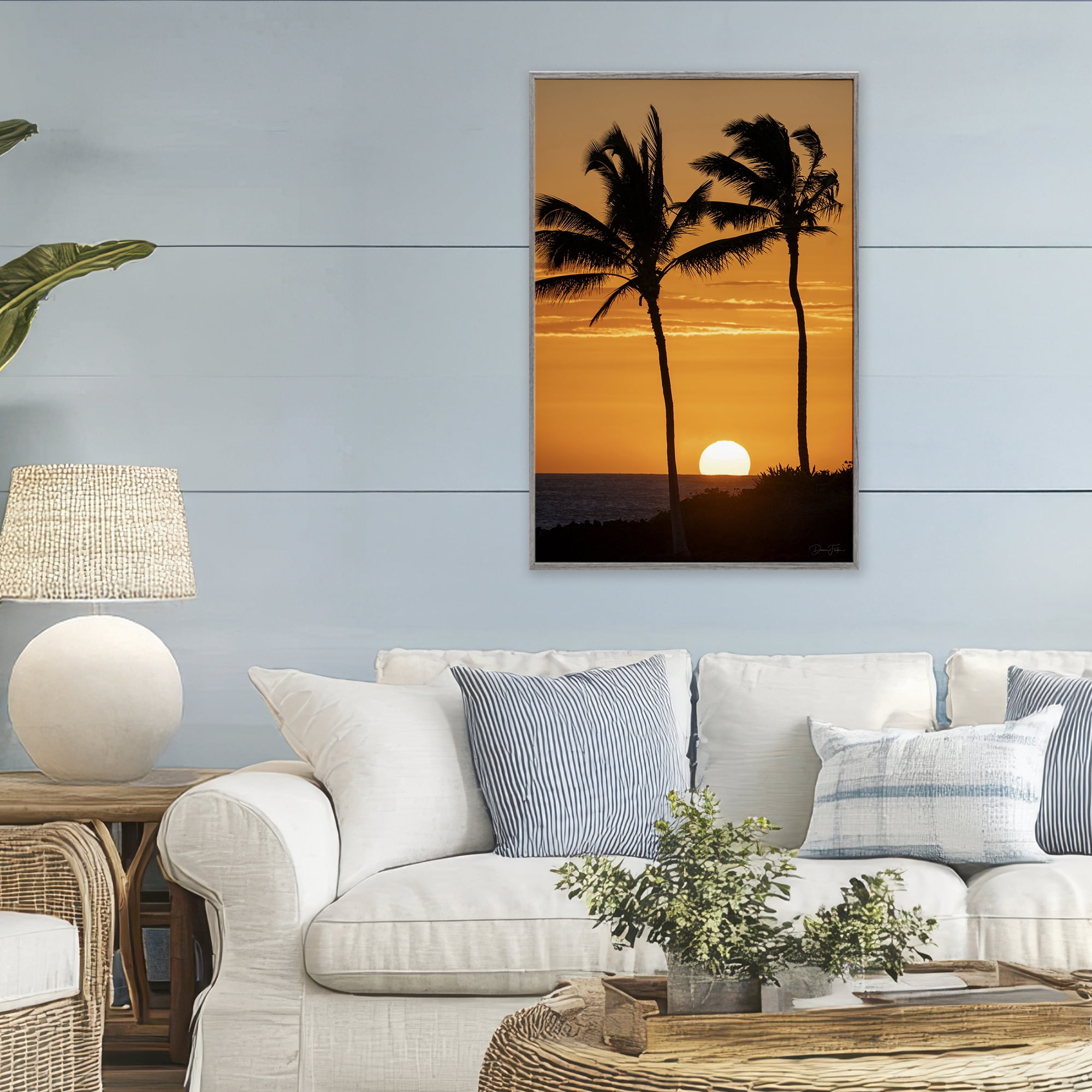 Stupell Industries Sunset Through Palm Trees Gray Framed Giclee Art, design by Dennis Frates