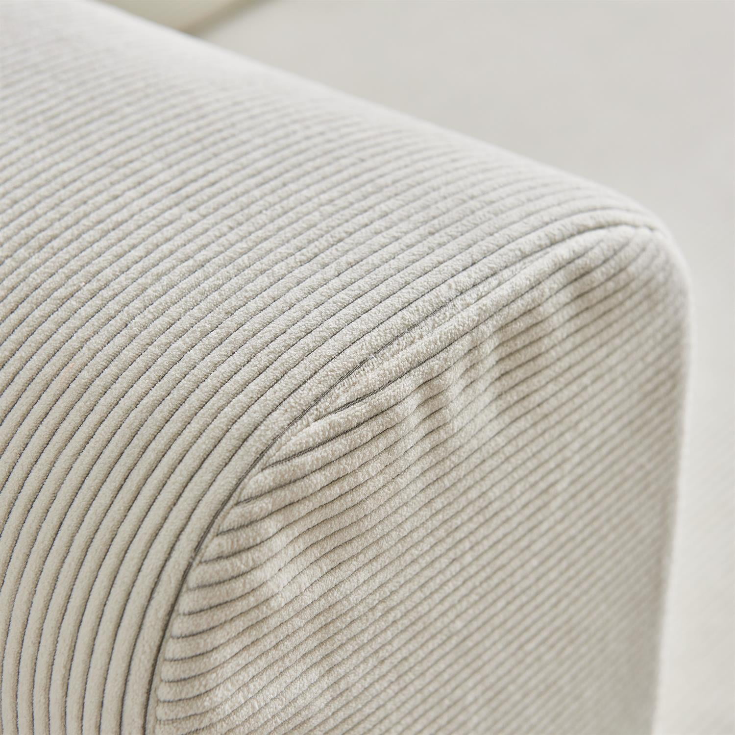 Demi Bonn 74" Ergonomic 3-Seater Corduroy Sofa Bed for Small Spaces, Apartments, Easy Assembly, Modern Couch Furniture for Living Rooms, White