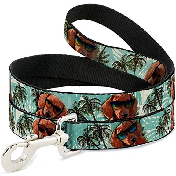 Buckle-Down DL-6FT-W30497 Dachshund In Shades with Palm Trees Dog Leash