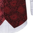 thumbnail image 3 of Oplxuo Paisley Vest and Tie Sets for Men Formal Floral Jacquard Suit Vests Ties Pocket Square 3PCS Tuxedo Waistcoat, 3 of 7