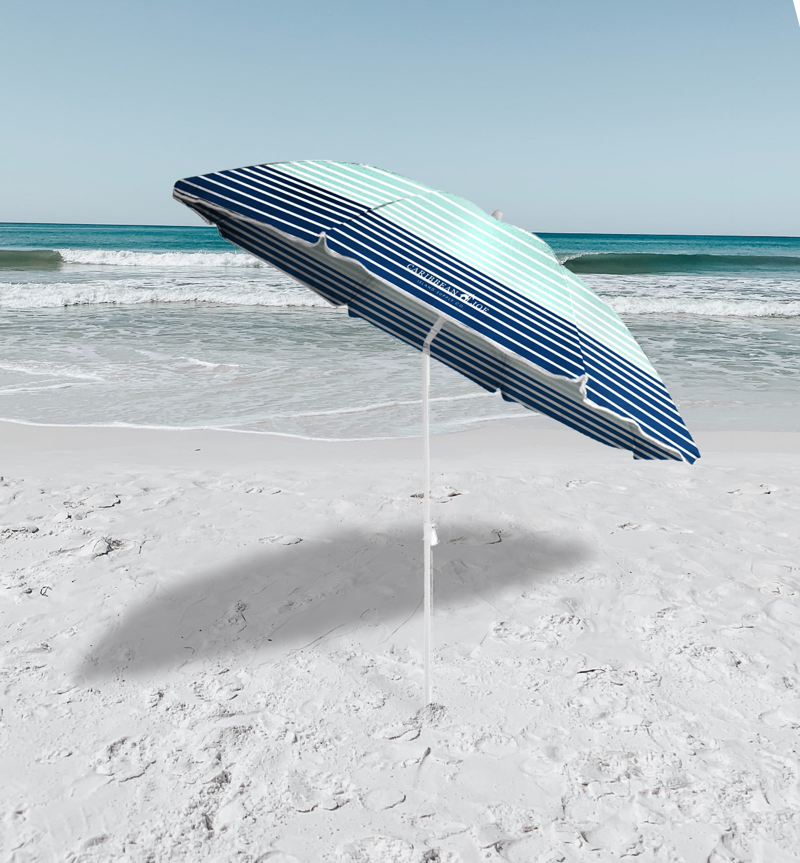 Caribbean Joe 6ft Beach Umbrella with UV Protection and Matching, Blue and White