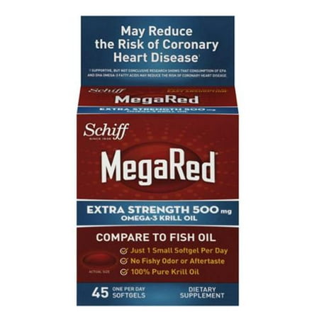 Schiff MegaRed Omega-3 Huile de Krill, 500 mg, Extra Strength, 45 Gélules ea (pack de 3)