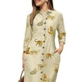 thumbnail image 3 of FASHIONWT Women Plus Size Turn-down Collar Casual Long Sleeve Lapel Button Maxi Long Dress, 3 of 4