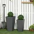 thumbnail image 2 of 2-Pack Outdoor Planter Set, Flower Pots with Drainage Holes, Durable & Stackable Plant Pot, 22in & 18in, for Porch, Entryway, Patio, Yard, Garden, Gray, 2 of 7