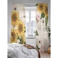 thumbnail image 3 of Sheer Curtains 108 Inches Long 2 Panels Set for Living Room, Sunflower Semi Sheer Curtains for Windows, Farmhouse Floral Bee Brown Vintage Pink Yellow Voile Window Treatments Rod Pocket Curtain, 3 of 7