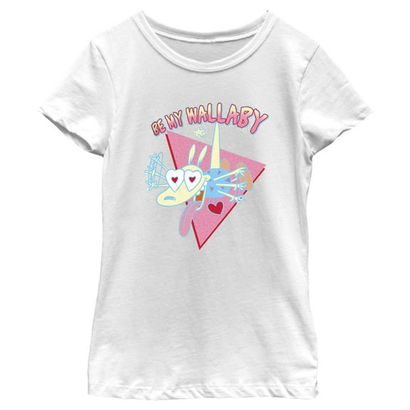 Girl's Rocko's Modern Life Be My Wallaby Graphic Tee White Large