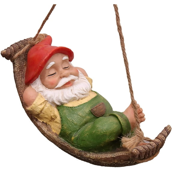 18cm Reclining Gnome Garden Figurine Garden Gnome Figurine Made of Hammock Resin Waterproof Garden Gnome Gnome Garden Decoration for Outdoor Patio Lawn Courtyard Balcony