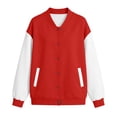 thumbnail image 4 of Qzwdhjm Varsity Jackets for Women Button Down Baseball Jacket Color Block Long Sleeve Bomber Coats Loose Casual Coat with Pockets, 4 of 6