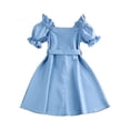 thumbnail image 3 of 4-7T Toddler Girls Dress Basic Short Sleeve Swing Twirl Casual School Party Dresses Kids Summer Outfit Clothes, 3 of 9
