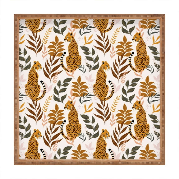 Society6 Avenie Wild Cheetah Collection Square Bamboo Tray