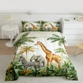 thumbnail image 2 of Manfei Kawaii Cartoon Giraffe Full Size Comforter Sets, Jungle Zebra Elephant Bedding Comforter Set, Animal Wildlife Reversible Bedding Sets, Luxury Bedroom Decor, 3-Piece, 2 of 8