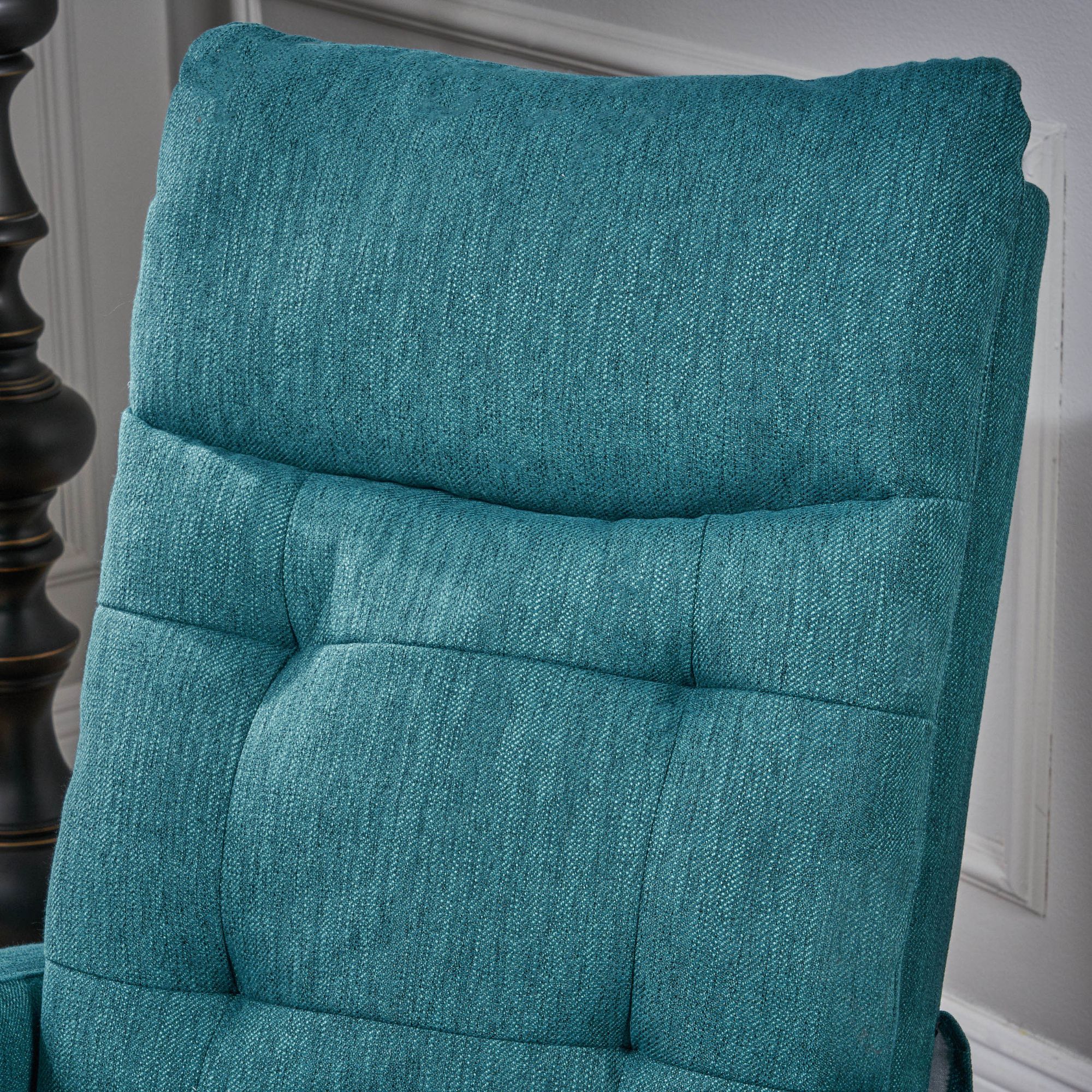 Noble House Warren Standard Fabric Glider Swivel Push Back Nursery Recliner, Blue
